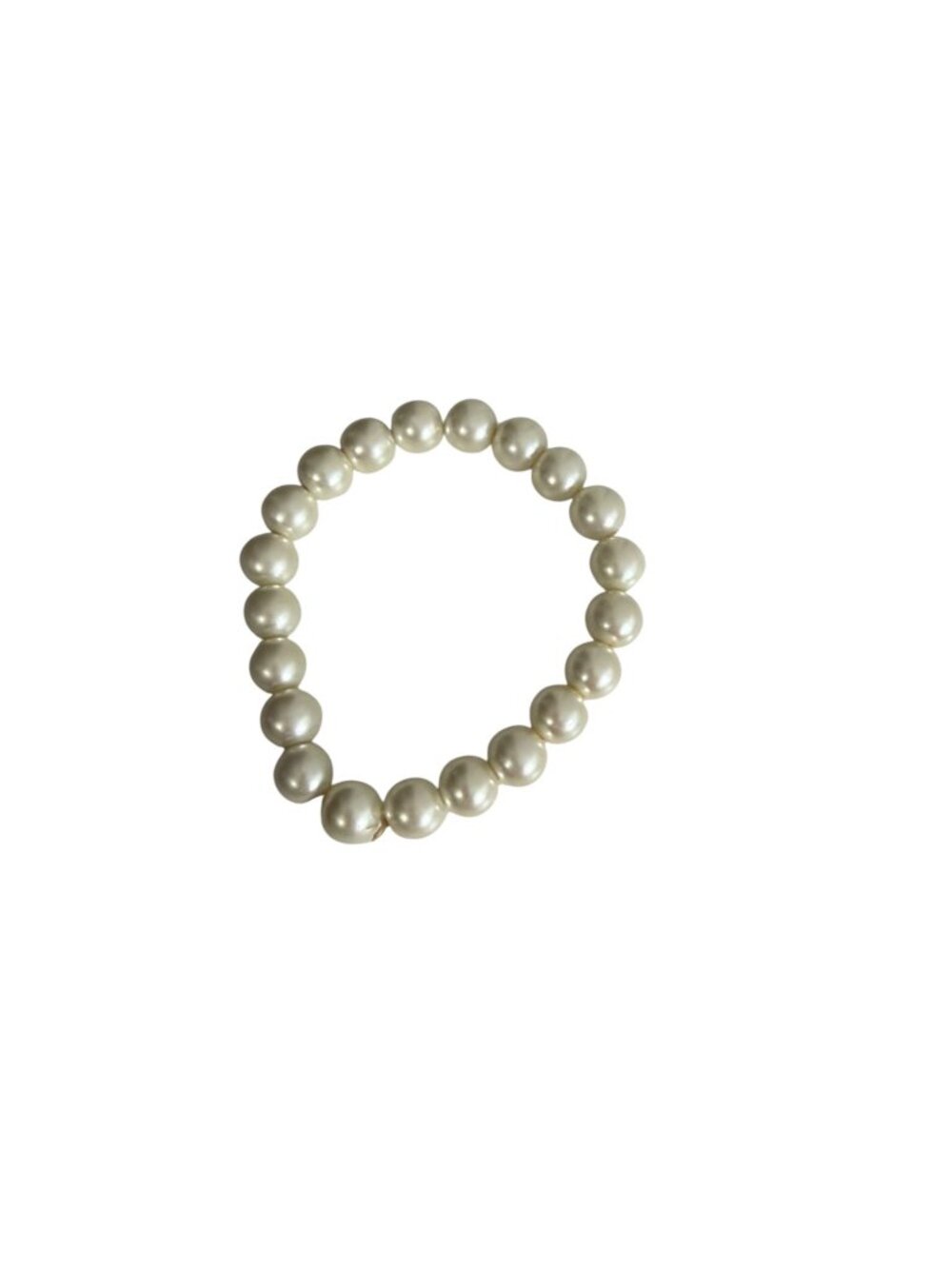 Vintage Cold Weighted Faux Pearl Stretch Bracelet Graduated Cream White Beads 3"
